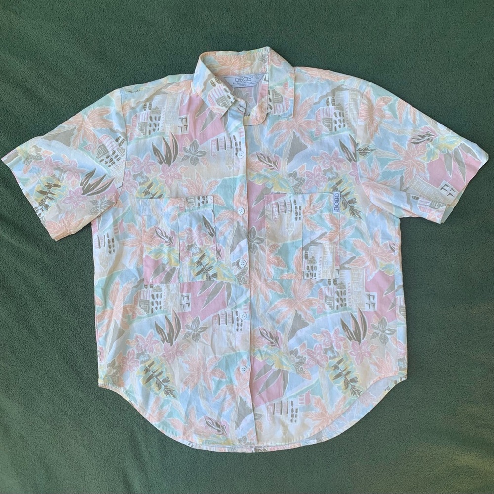 Vintage Cherokee Pastel Tropical Vacation Shirt